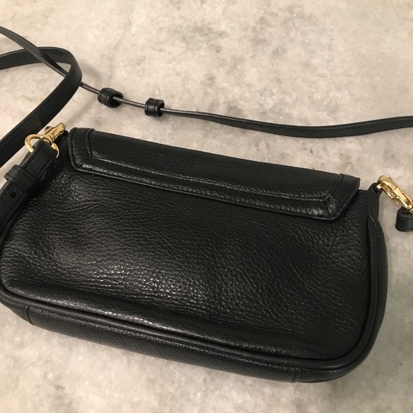 Tory Burch Black Crossbody Bag Womens Pebbled Leather Gold Luxury Designer - Picture 7 of 10